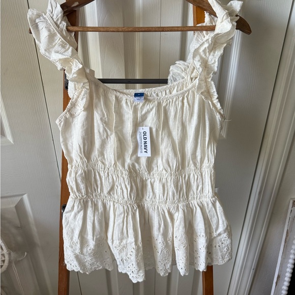 Old Navy Cream Ruffle Blouse - Picture 1 of 3